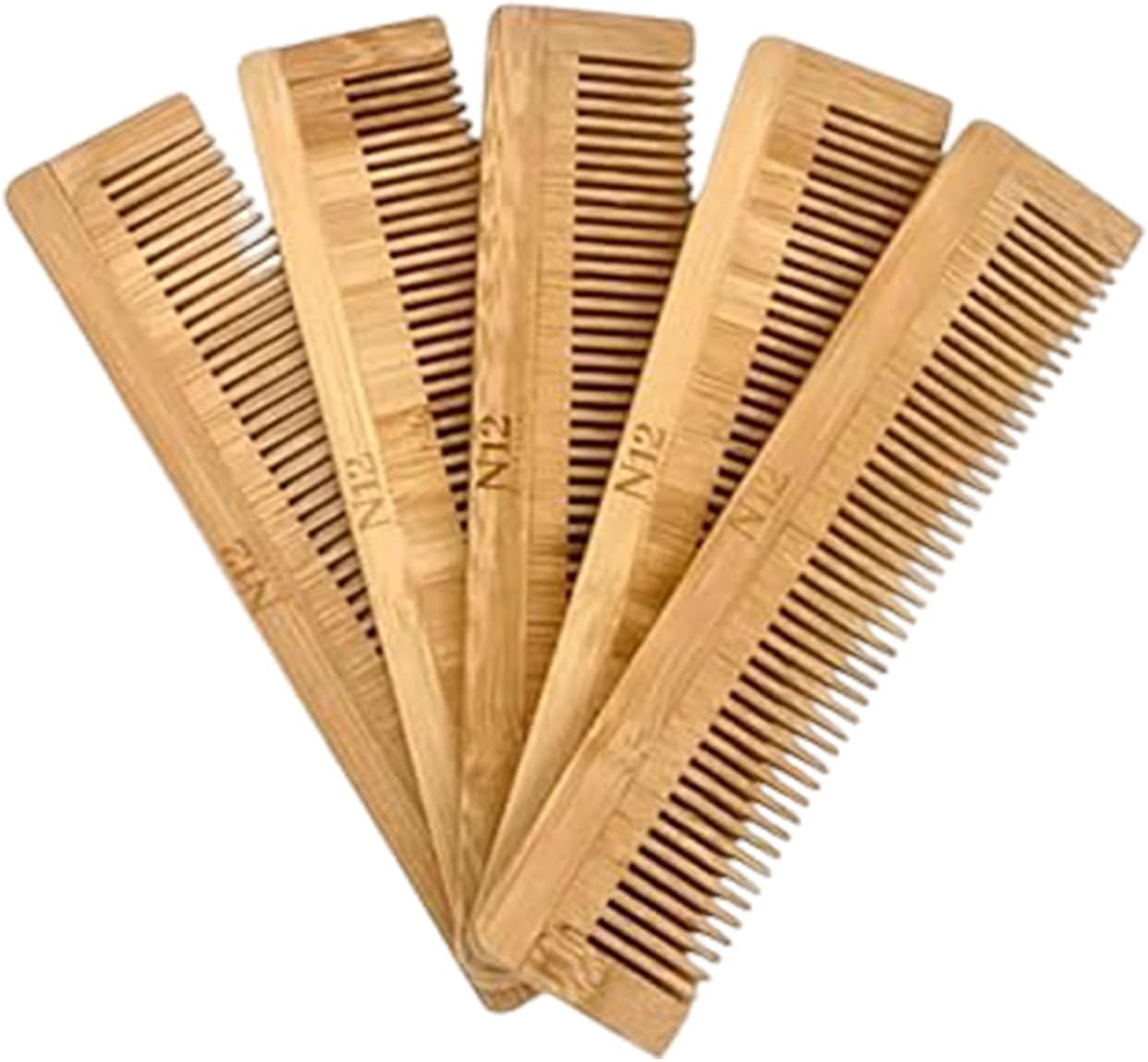 5 Bamboo Wood Pocket Beard Comb Set of 5, 100% Natural wooden combs for Beard, Hair, Mustache, Men & Women, Travel-Friendly, Eco-Friendly Grooming Solution