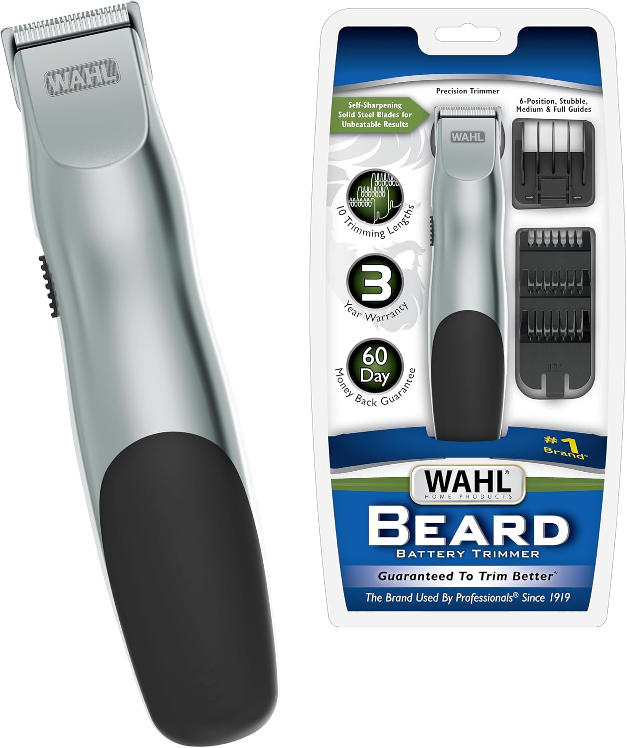 Wahl Groomsman Battery Facial Hair Trimmer for Beard & Mustache Trimming | Cordless Battery Powered Trimmer For Daily Beard & Mustache Trimming, Light Detailing & Body Grooming – Model 9906-717V